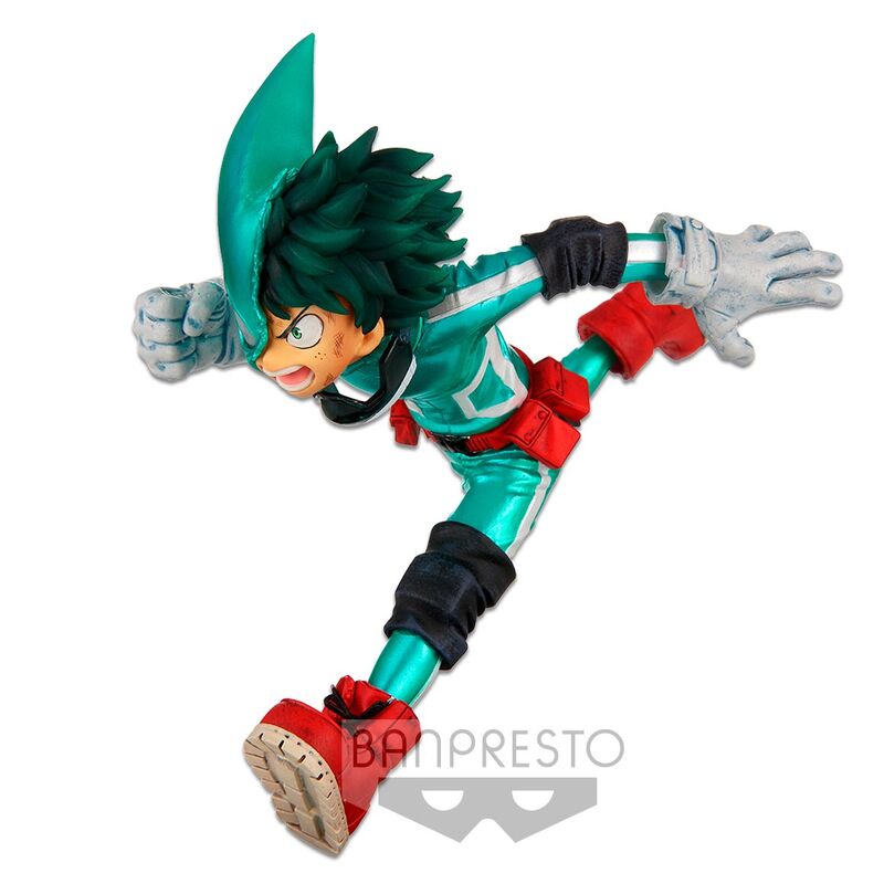 Vue arrière de la figurine Izuku Midoriya BANPRESTO mettant en valeur les détails du dos et des accessoires