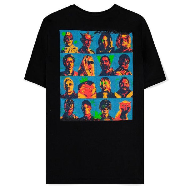 Vue de face du t-shirt Suicide Squad 2 DC Comics montrant le design exclusif et la texture du coton