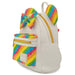 Profil latéral montrant la profondeur de 11,2 cm du sac à dos Minnie Rainbow