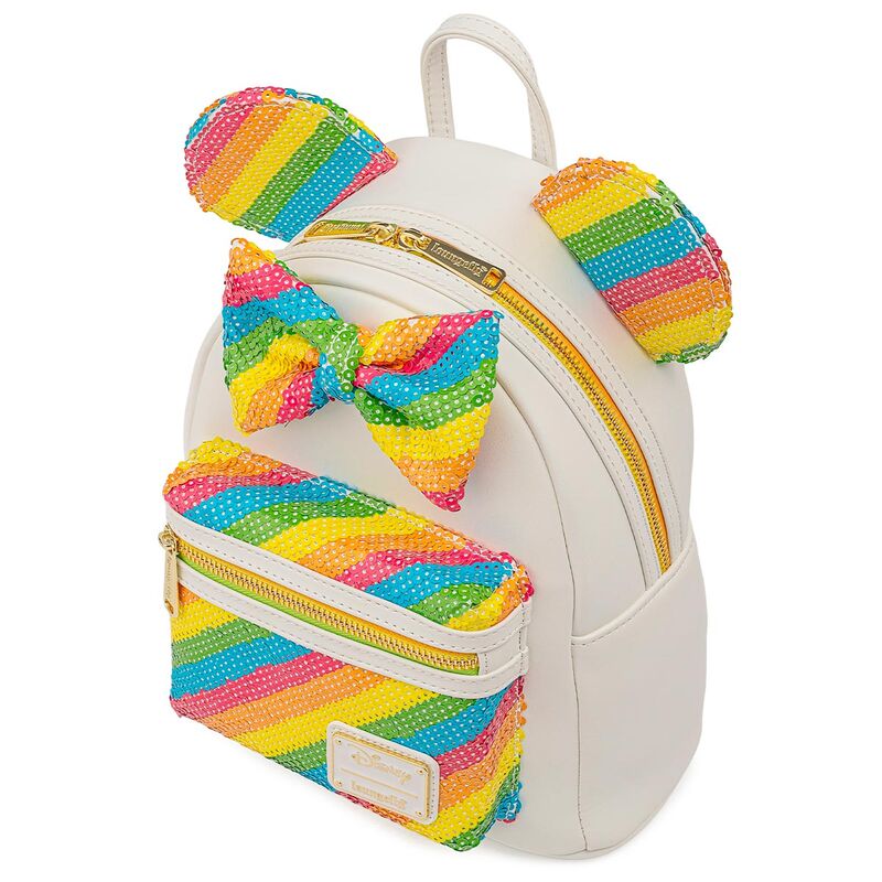 Vue arrière avec bretelles ajustables du sac à dos Minnie Rainbow Disney