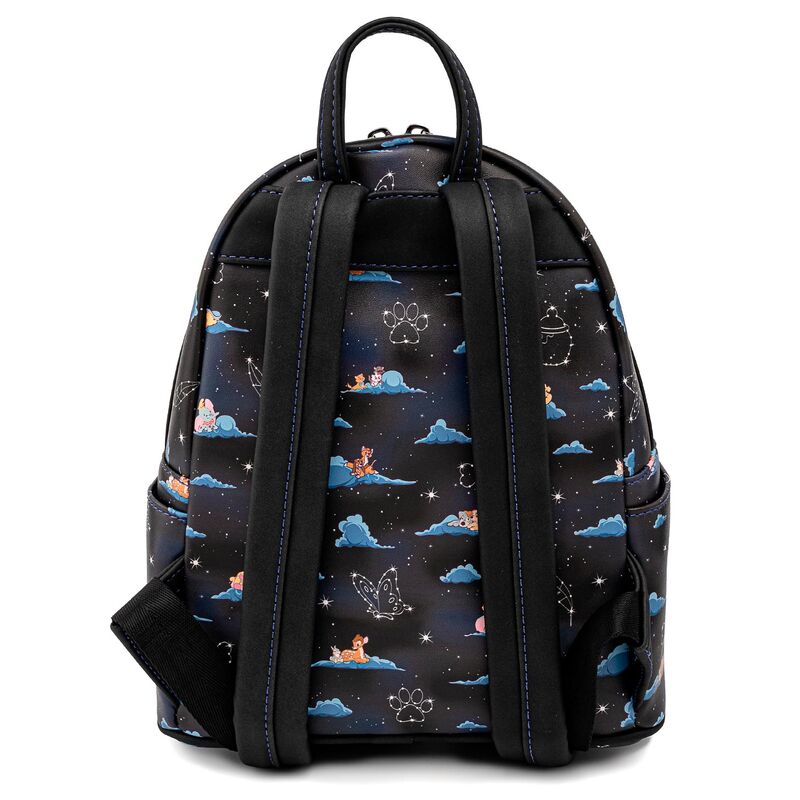 Gros plan sur la fermeture éclair robuste et les détails du sac à dos Loungefly Disney