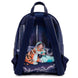 Zoom sur le design du château de Jasmine sur le sac à dos Loungefly Disney Aladdin