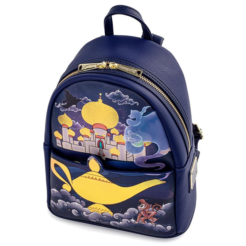 Sac à dos Loungefly Disney Aladdin Jasmine Château porté sur l'épaule par un mannequin