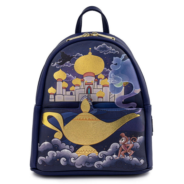 Sac à dos Loungefly Disney Aladdin Jasmine Château vue de face avec détails colorés