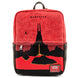Sac à dos Loungefly Star Wars Mustafar vu de face avec détails de la planète volcanique