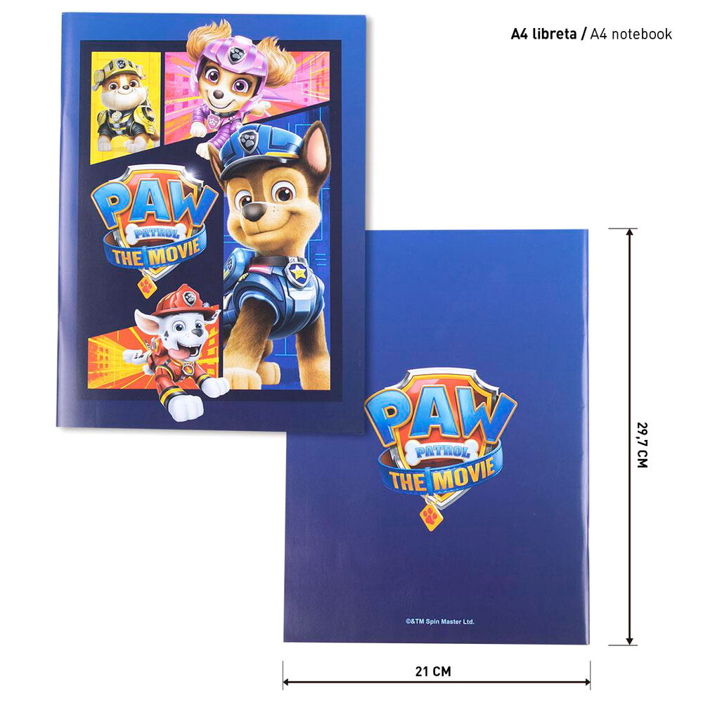 Vue rapprochée des accessoires de papeterie Paw Patrol dans le set