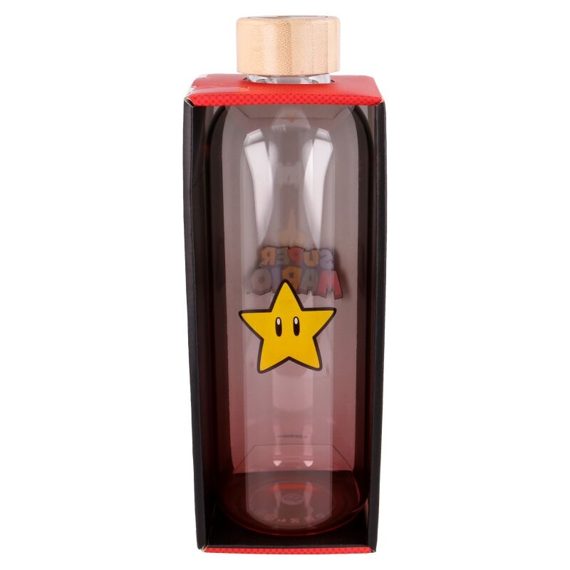 Bouteille en verre Nintendo Super Mario Bros 1030ml avec logo coloré sur fond blanc