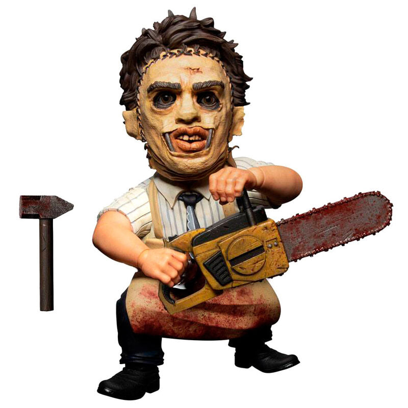 Figurine Leatherface 1974 de 15 cm vue de face avec accessoires inclus