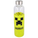 Bouteille en verre de 585ml avec étui en silicone décoré des personnages Minecraft, vue de face