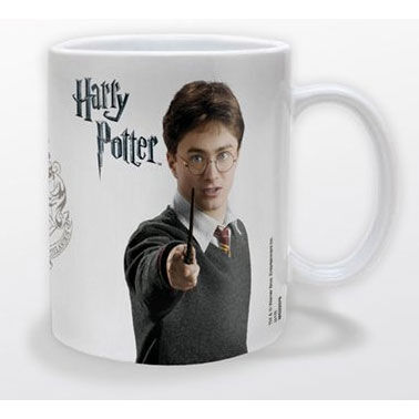 Mug en céramique Harry Potter de la marque PYRAMID avec un design exclusif sur fond blanc.