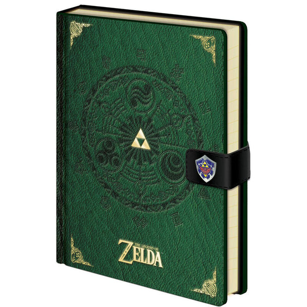 Carnet A5 premium The Legend of Zelda Triforce avec couverture jaune et symbole doré, format 14,8x21cm par PYRAMID