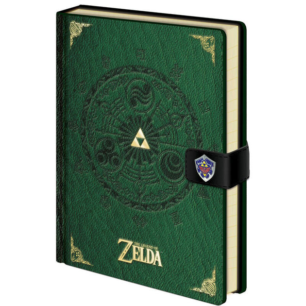 Carnet A5 premium The Legend of Zelda Triforce avec couverture jaune et symbole doré, format 14,8x21cm par PYRAMID