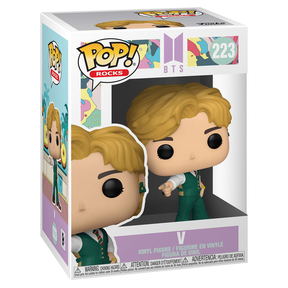Emballage de la figurine Funko POP BTS V Dynamite avec logo officiel Funko et BTS