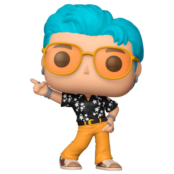 Détail de la figurine Funko POP BTS RM Dynamite montrant les couleurs vives et le style unique