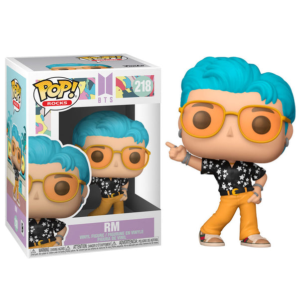 Figurine Funko POP BTS RM Dynamite vue de face avec boîte vitrine transparente