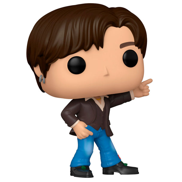 Vue rapprochée de la figurine Funko POP représentant Suga du groupe BTS en tenue Dynamite