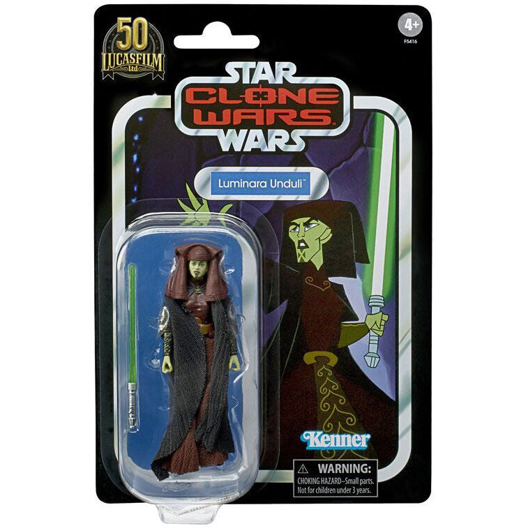 Vue latérale de la figurine HASBRO Luminara Unduli vintage Star Wars, hauteur 10 cm