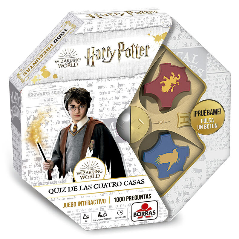 Boîte du jeu quiz Harry Potter en espagnol de la marque EDUCA BORRAS avec illustrations magiques colorées