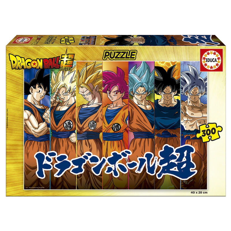 Puzzle Dragon Ball Super de 300 pièces EDUCA BORRAS avec image colorée de personnages emblématiques, dimensions 40x28cm.