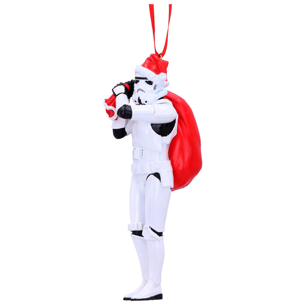 Vue rapprochée de l'ornement Stormtrooper Sac du Père Noël avec détails peints