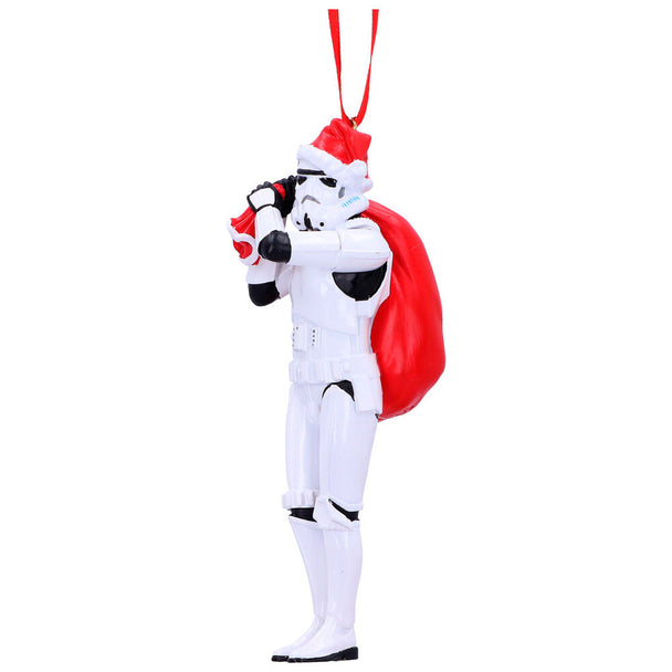 Vue rapprochée de l'ornement Stormtrooper Sac du Père Noël avec détails peints
