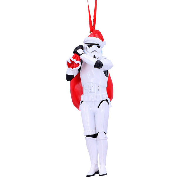 Ornement suspendu Sac du Père Noël Stormtrooper 13cm en polyrésine peint à la main