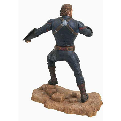 Image de la base personnalisée de la statue Captain America avec logo Avengers et finition soignée