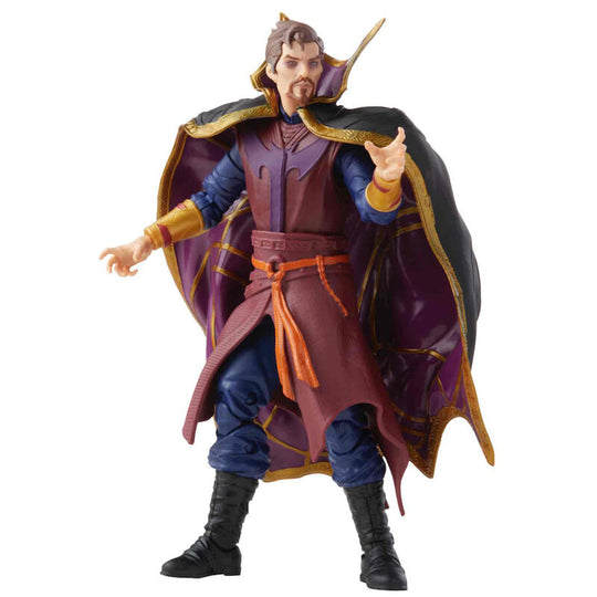 Figurine articulée Doctor Strange Supreme de 15 cm en position dynamique avec cape rouge