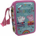 Trousse Peppa Pig triple compartiments ouverte avec crayons de couleur et feutres bien rangés