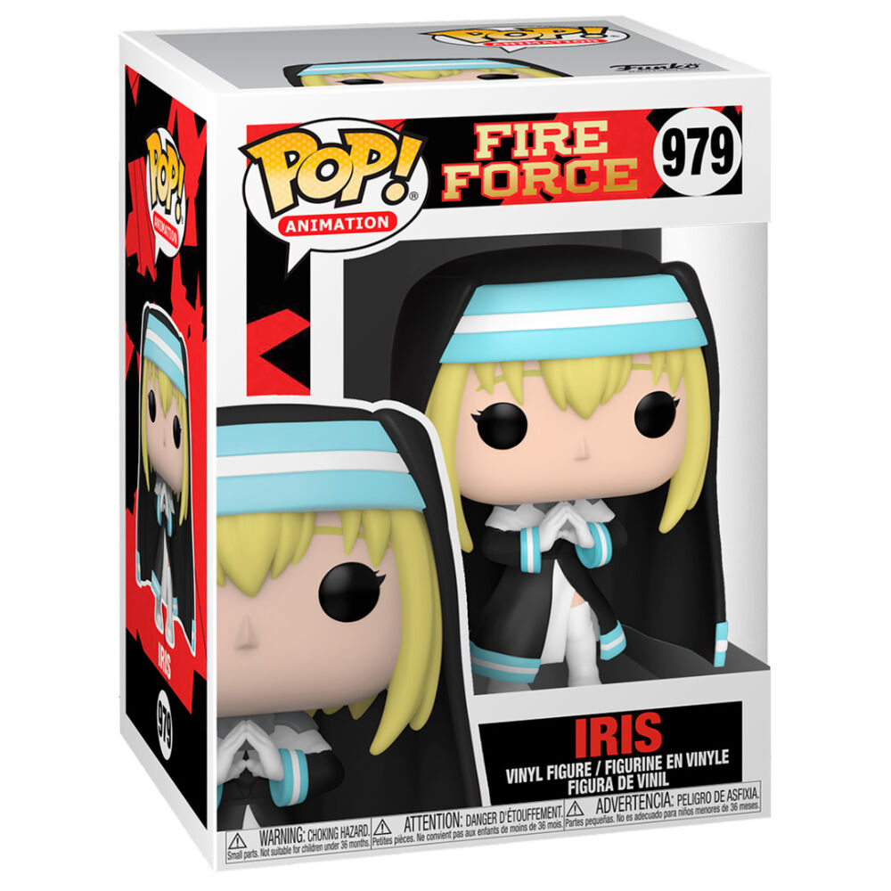 Détail de la figurine Funko POP Iris de Fire Force montrant les couleurs vives et le design fidèle au personnage