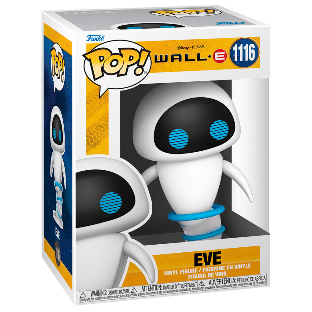 Vue rapprochée de la figurine Funko POP Wall-E & Eve en vol, design fidèle et couleurs vives
