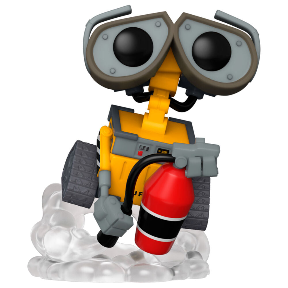 Zoom sur le détail de la figurine Wall-E Funko POP tenant un extincteur rouge