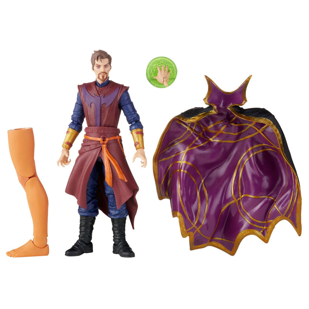 Zoom sur les détails précis du visage et des mains de la figurine Doctor Strange Supreme Marvel