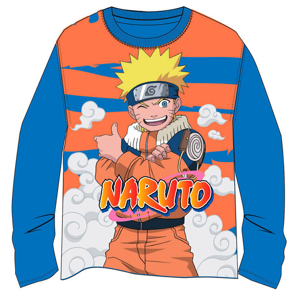 T-shirt enfant Naruto de la marque PIERROT en coton blanc avec impression frontale colorée, idéal pour les fans de la série.