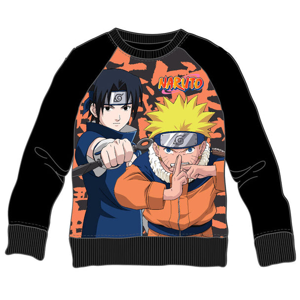 Sweatshirt Naruto Sasuke et Naruto enfant de la marque PIERROT, en coton avec design coloré des personnages.