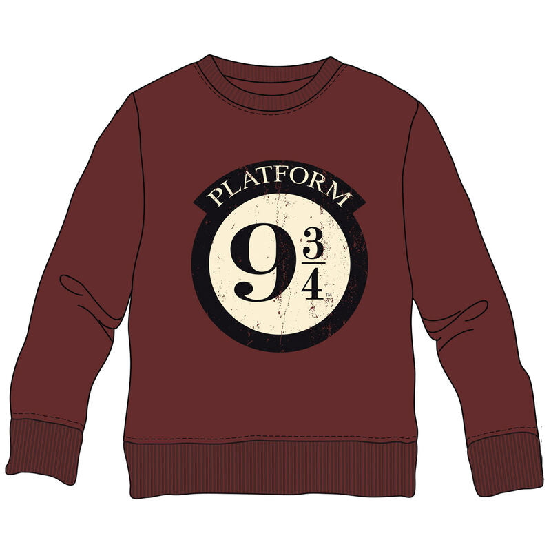 Sweat enfant Harry Potter Platform 9 3/4 en coton blanc avec logo officiel Warner Bros, parfait pour les fans de la saga.