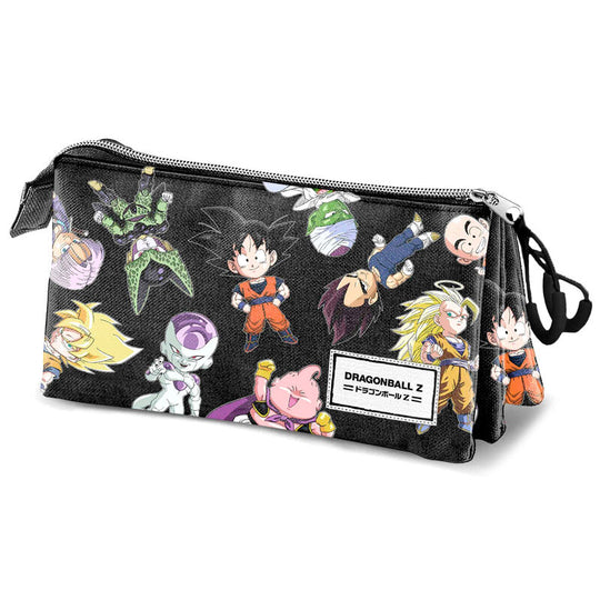 Trousse triple compartiment Dragon Ball Z SD de couleur vive avec fermeture éclair, dimensions 23x11x10cm, par KARACTERMANIA.