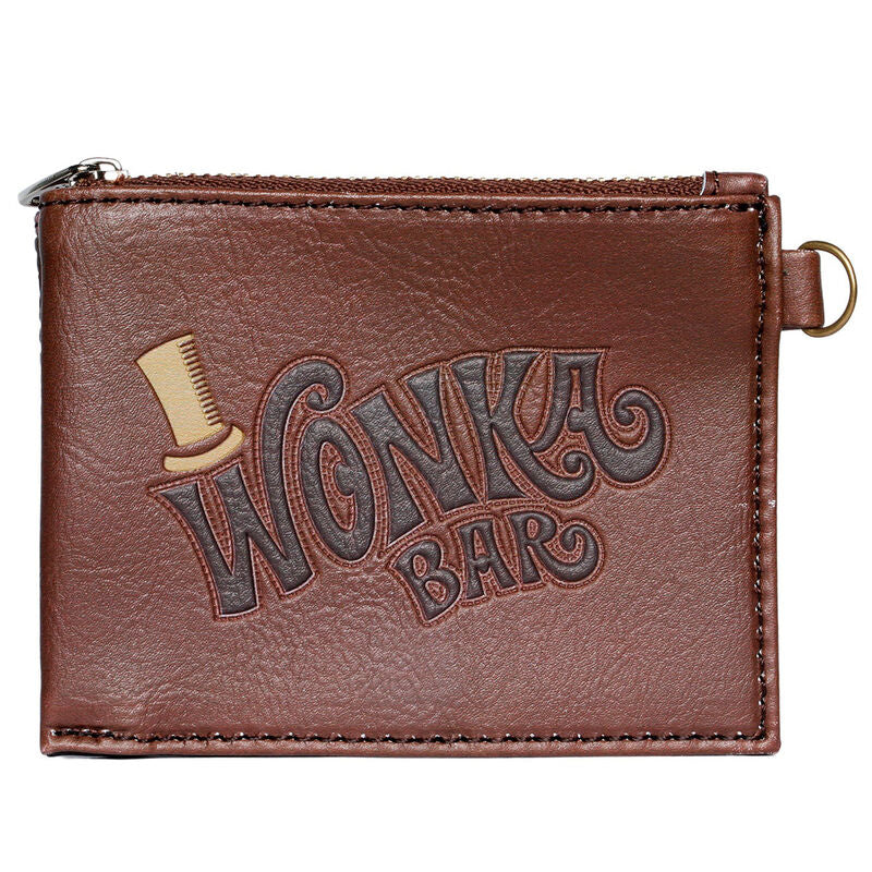 Vue de face du porte-monnaie Wonka Bar Charlie et la Chocolaterie avec design coloré et logo KARACTERMANIA