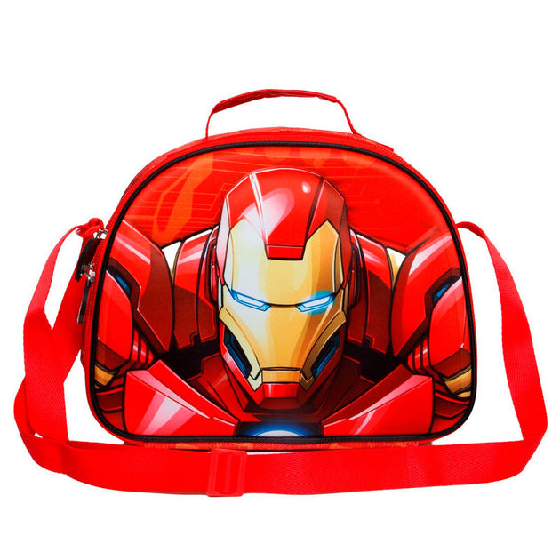 Sac à déjeuner Marvel Iron Man Stark 3D avec design embossé sur fond rouge