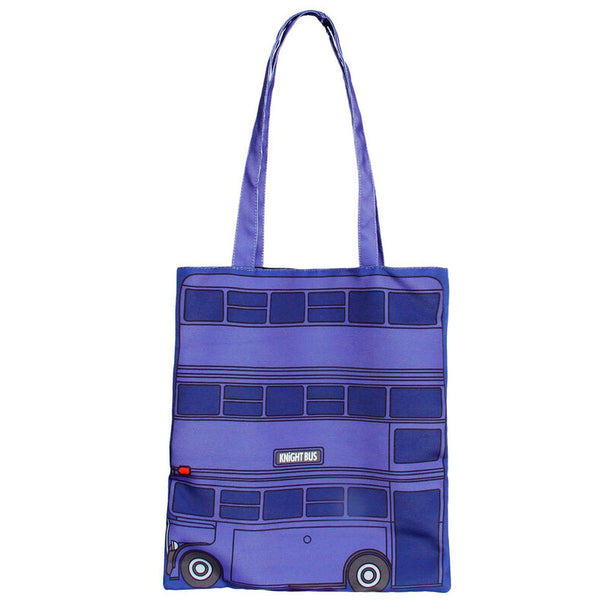 Sac shopping Harry Potter Knight Bus KARACTERMANIA vu de face avec ses deux poignées et le design coloré du bus.