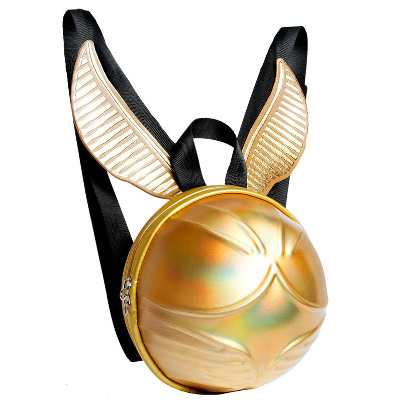 Sac à dos Harry Potter Snitch 20cm vue de face en demi-sphère dorée avec détails précis