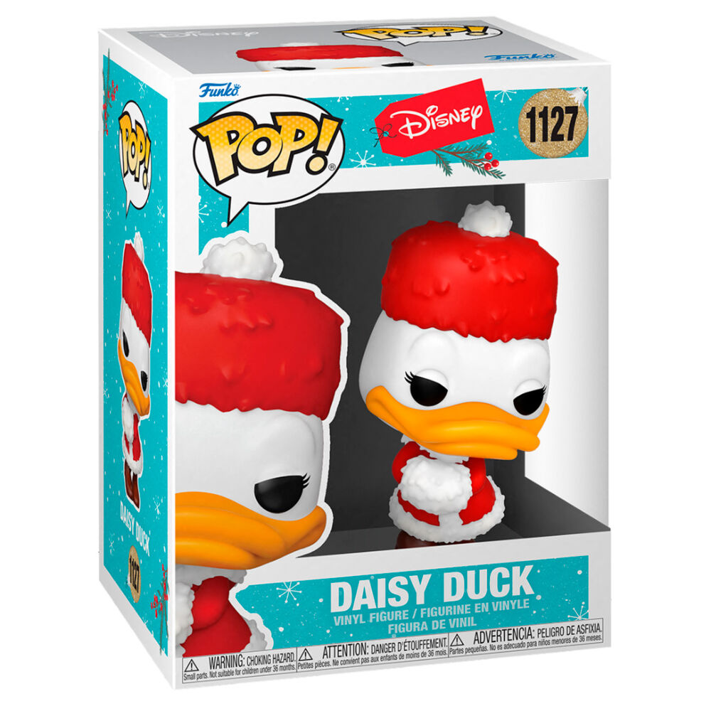 Boîte vitrine de la figurine Funko POP Daisy Duck édition Disney Holiday avec logo officiel Disney