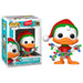 Figurine Funko POP Disney Donald Duck de 9 cm dans sa boîte vitrine transparente avec décor festif