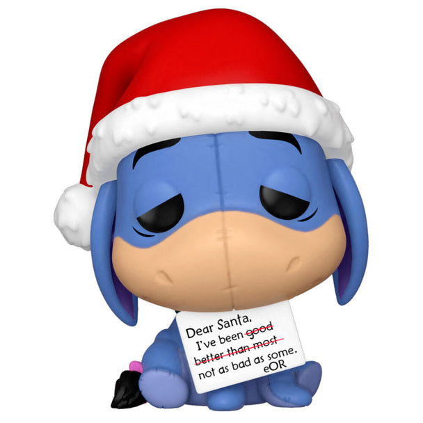Vue de face de la figurine Funko POP Eeyore édition Holiday avec détails colorés et festive
