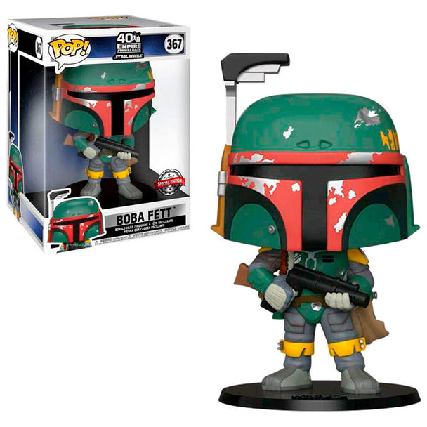 Figurine Funko POP exclusive Boba Fett de Star Wars, 25cm, présentée dans sa boîte vitrine avec fenêtre.