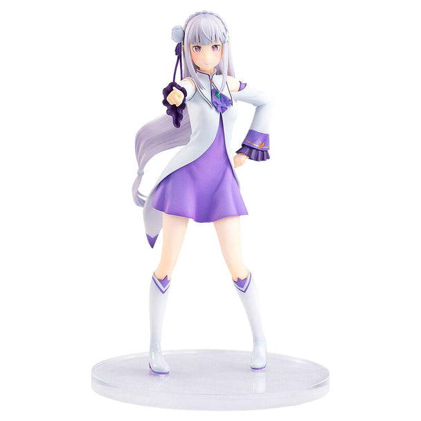 Figurine Emilia Re:ZERO de 17cm en PVC vue de face avec détails soignés
