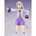 Profil latéral de la figurine Emilia Re:ZERO montrant les accessoires inclus