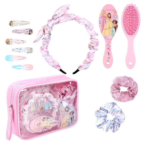 Vanity case Disney Princess CERDÁ vu de face avec fermeture éclair et motifs colorés