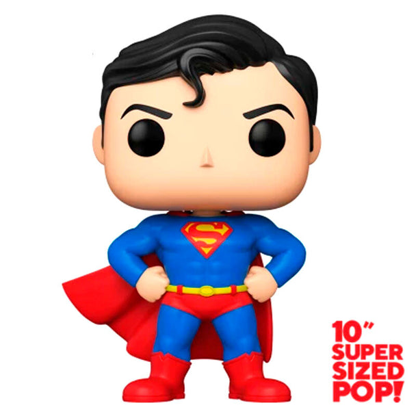 Figurine POP Superman exclusive FUNKO de 25 cm en vinyle, vue de face avec détails colorés et costume emblématique