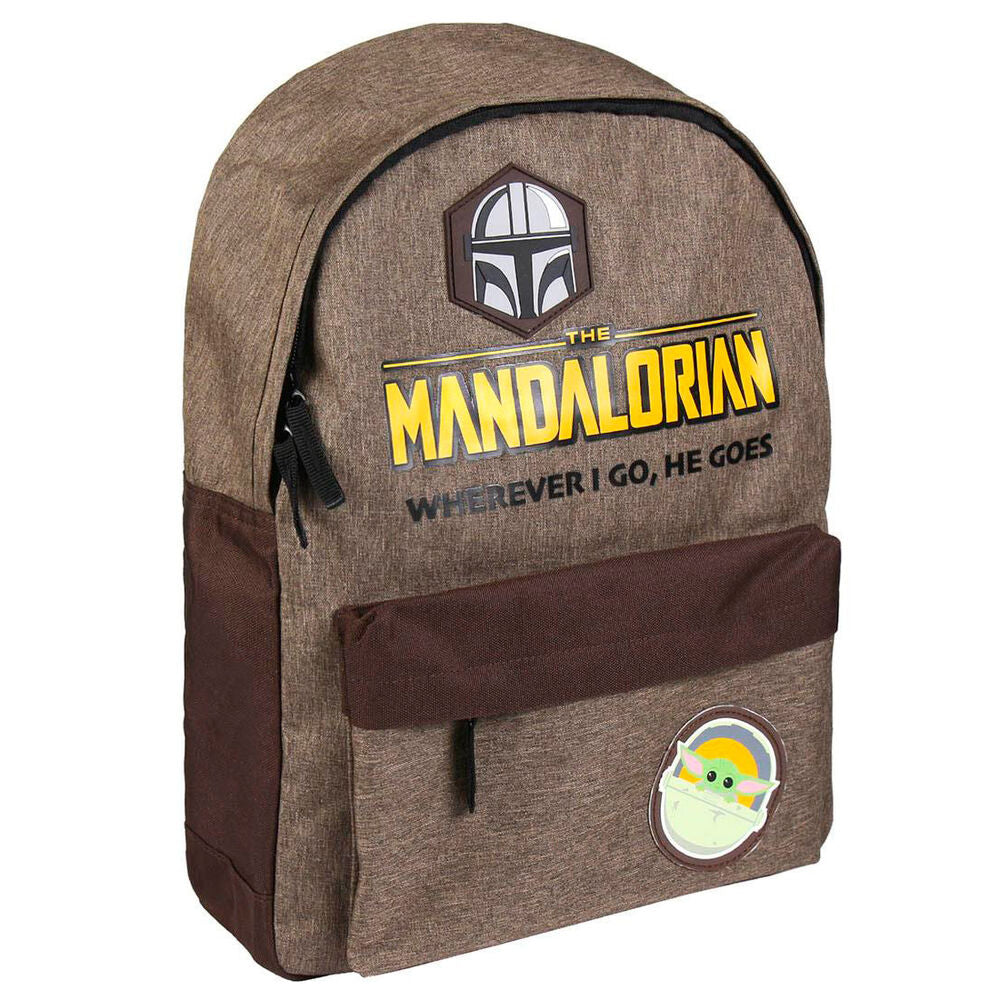 Sac à dos Mandalorian Yoda CERDÁ vu de face avec le personnage emblématique imprimé